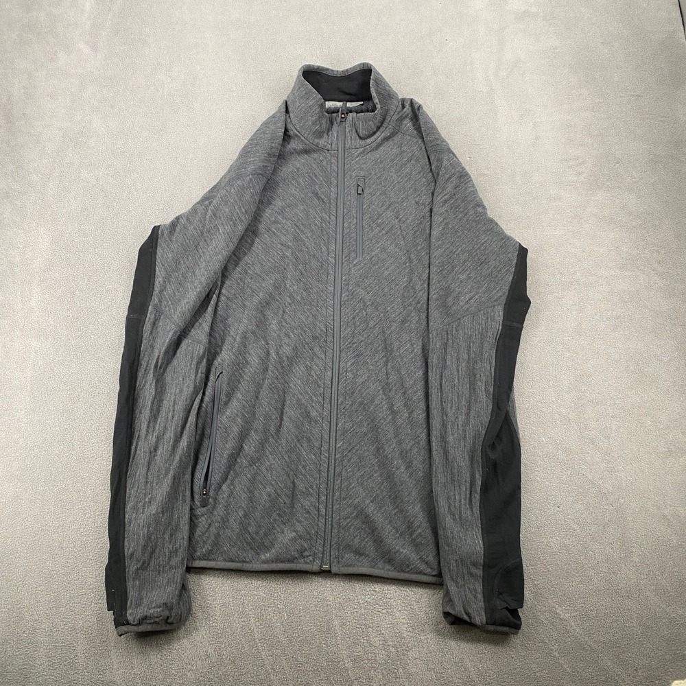 Icebreaker Mens XL Merino Wool Full Zip Jacket Gray Black Mid Layer 5362 - Picture 1 of 7